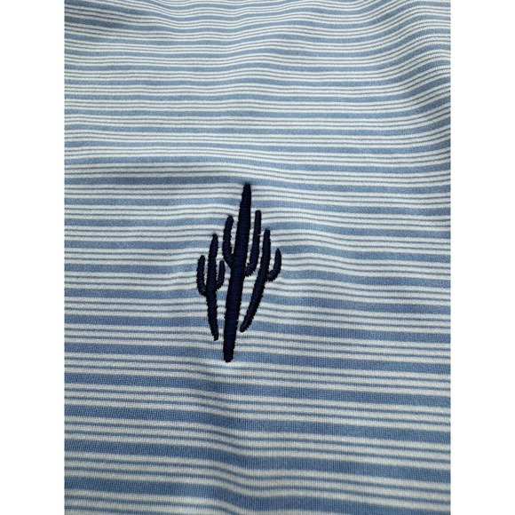 RLX Ralph Lauren Golf Polo Blue Stripe Men's‎ XL Cactus Logo Arizona Desert - Picture 4 of 5